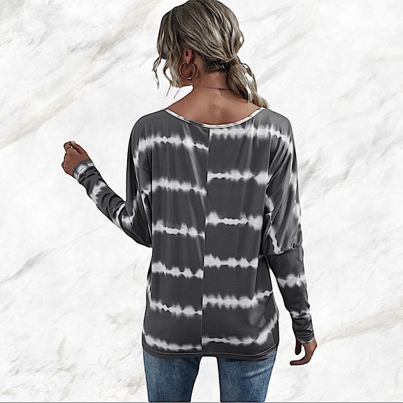 Tie Dye Off the Shoulder Long Sleeve Shirt - Picture 6 of 7